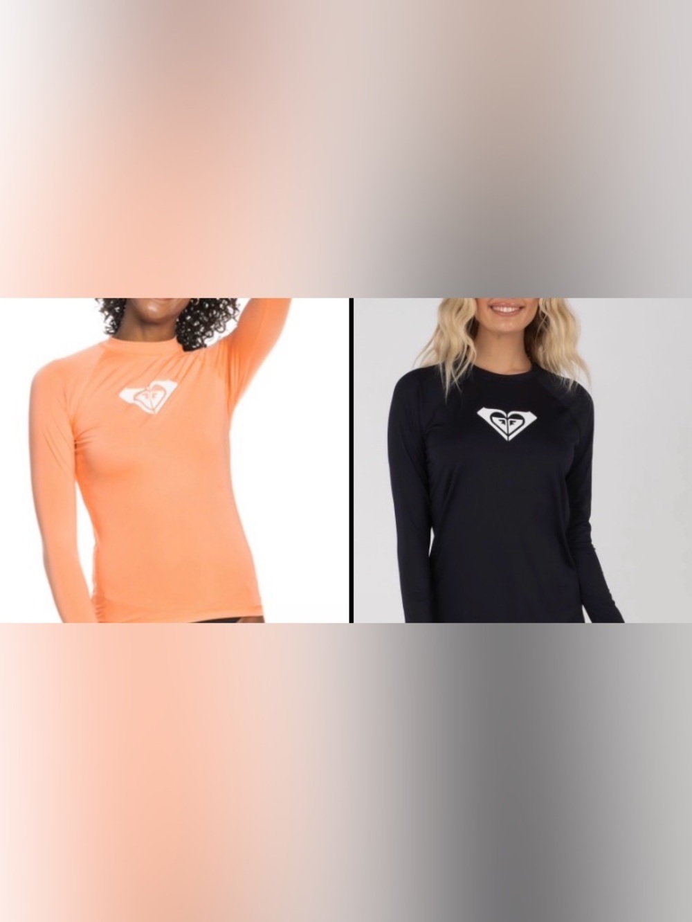 Two for one deal Roxy teen girls Long-Sleeve Rash-guard - Orange & Black